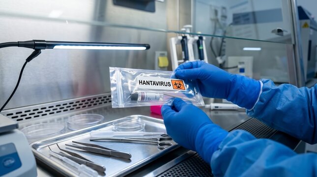 Hantavirus Test Kit in Laboratory Hands of a Scientist