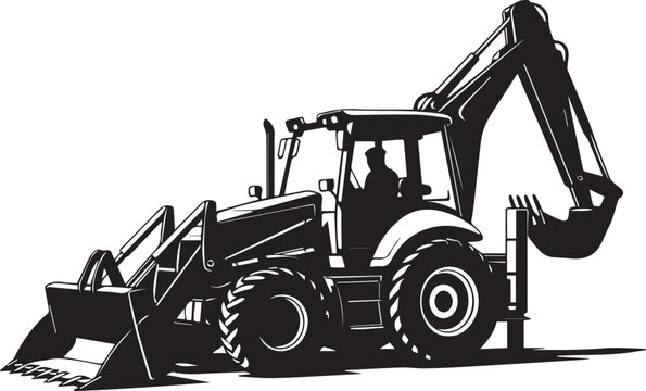 Backhoe loader excavator working on construction site Vector