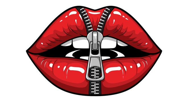 Red Lips with Zipper