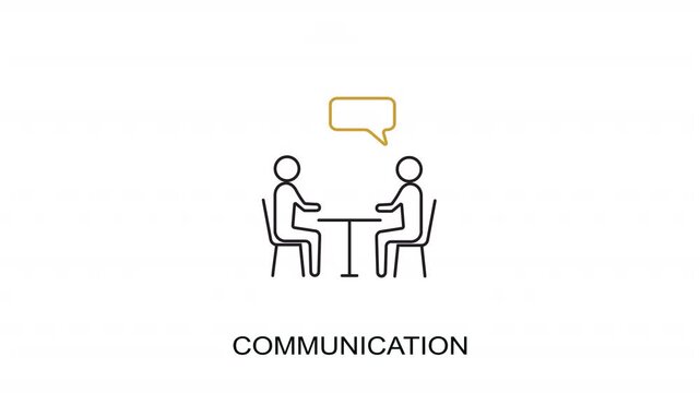 Animated outline icon conversation and dialogue in public relations business context