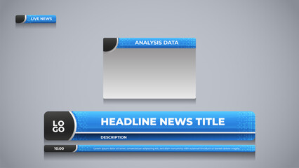 Obraz premium set lower third blue color with analysis panel for broadcast media template design