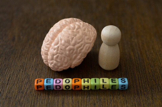 Criminology and forensic psychology conceptual stock photo illustrating research into the pedophile brain and predatory behavior profiles