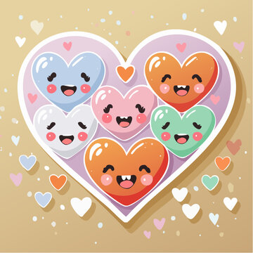 S&uuml;&szlig;e Herz Sticker Kollektion im Cartoon Stil
