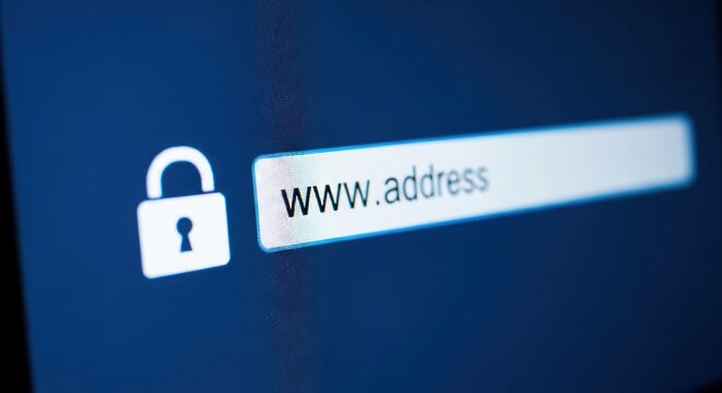 Secure Website Address Bar with Padlock Icon.