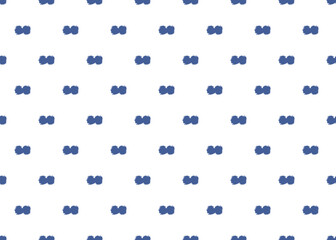 Fototapeta premium Hand drawn brush double dot seamless pattern in indigo blue on white for wallpaper and stationery