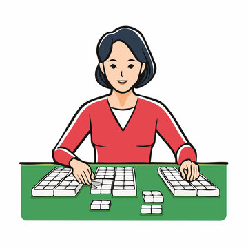 Woman Playing Mahjong