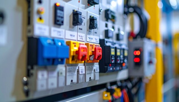 Electrical Panel with Circuit Breakers and Wiring