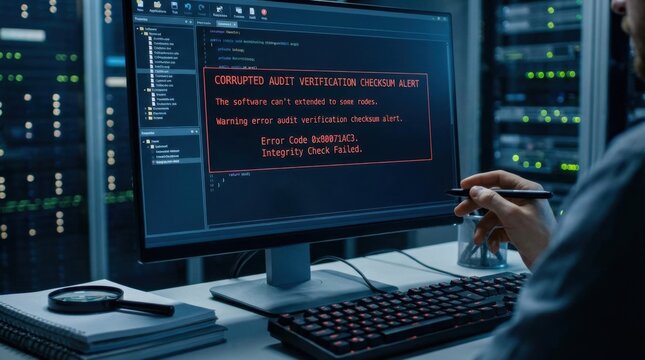 Cybersecurity Coding Scene with Monitors Displaying Code.