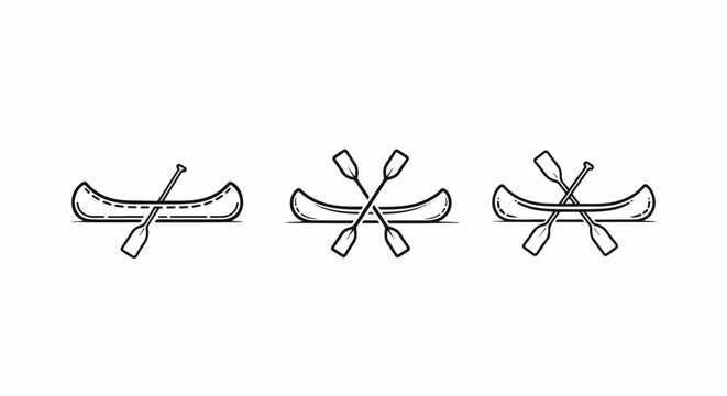 Minimalist boat paddles pattern against white background