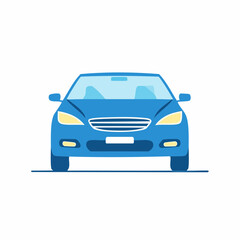 Fototapeta premium Blue Sedan Car Front View Illustration