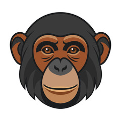 Obraz premium Chimpanzee face illustration, primate portrait, ape head graphic
