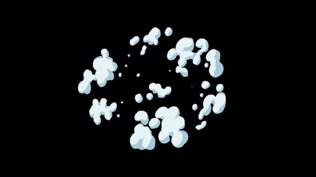 Hand drawn white cartoon smoke explosion animation 