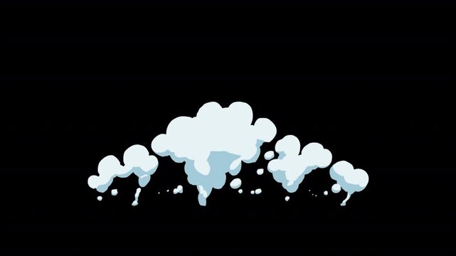 animation 2D smoke explosion on black background