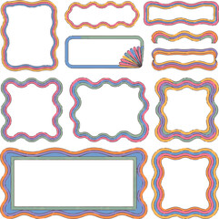 Fototapeta premium Colorful wavy frames and borders for photo and graphic presentation.