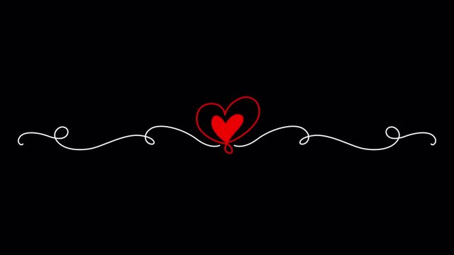 Elegant Heart Flourish Divider for Wedding Invitations, Romantic Love Border, Decorative Scroll Ornament, Valentine's Day Frame, Luxury Wedding Title Design for Motion Graphics and Video Editing