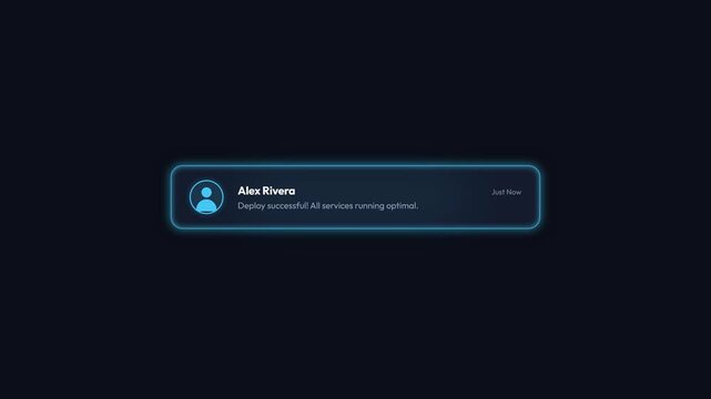 Digital notification alert with user profile and message on dark background.