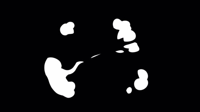 White cartoon smoke puff effect animation sprite sheet for game design creation. Suitable for video games and animated projects.