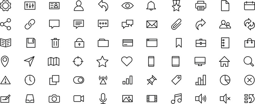 Thin line icons big Collection. Icon collection. Business and management line icons set. Management icon collection. Vector illustrator Finance web icons in line style. Technology symbol. Vector. 