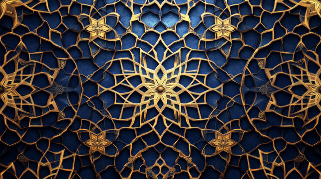 Golden pattern art background - Generative AI