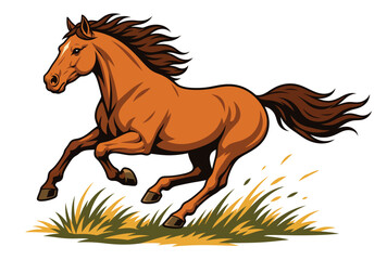 Fototapeta premium Brown Horse Running Fast Freely.