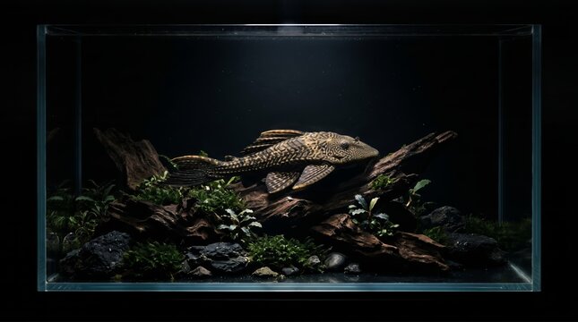 hypostomus plecostomus fish in aquarium