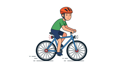 Fototapeta premium Boy Riding Bicycle with Helmet