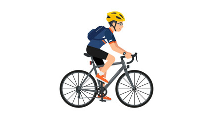 Naklejka premium Man cycling on road bike with helmet