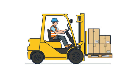 Forklift Operator Moving Boxes © Humanoon Studio