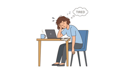Fototapeta premium Overworked Woman Sleeping at Desk