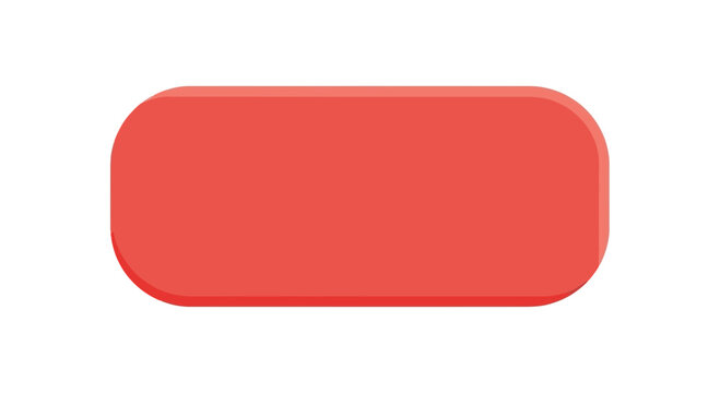 Red rounded rectangle button with shadow, isolated on white background