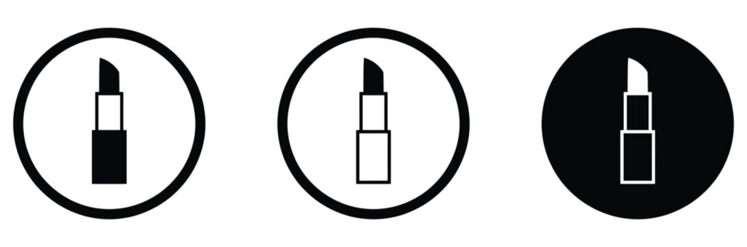Three lipstick icons in different styles for makeup and beauty designs