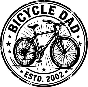 Bicycle dad vintage emblem with mountain bike graphic