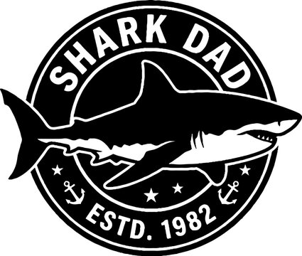 Shark dad nautical stamp logo with marine theme