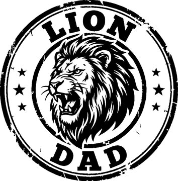Lion dad roar circular vintage badge