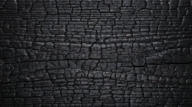 Burnt wood texture background with deep cracks