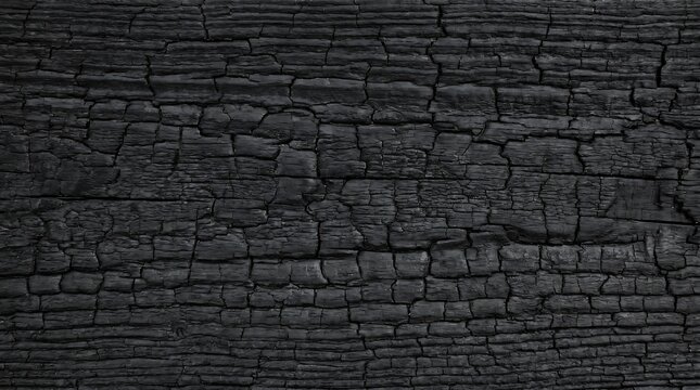 Charred timber surface close up with natural patterns