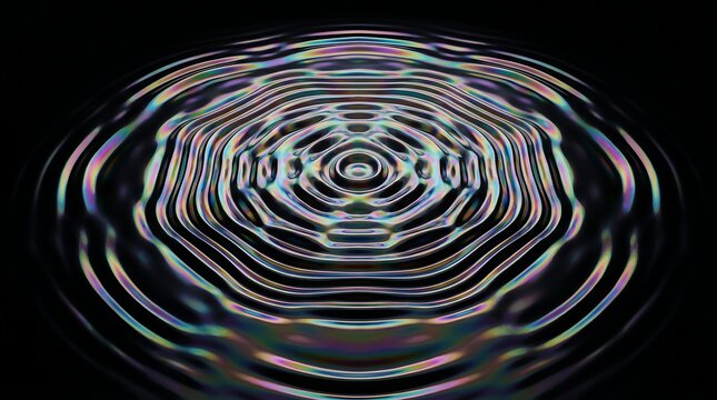 Acoustic sound waves rippling on dark background