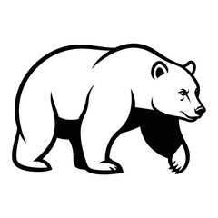 Obraz premium Stylized illustration of a walking polar bear in black and white.