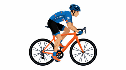 Naklejka premium Professional cyclist riding an orange road bike