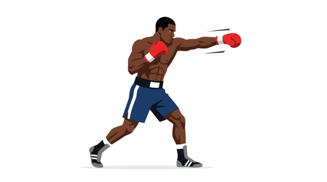 Professional boxer throwing powerful jab punch