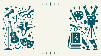 Creative arts and entertainment elements composition with performance icons. © Mbah