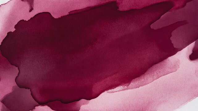 Extreme Close-Up Watercolor Wash Texture Deep Crimson and Burgundy Ink Bleeding on White Paper Background Video