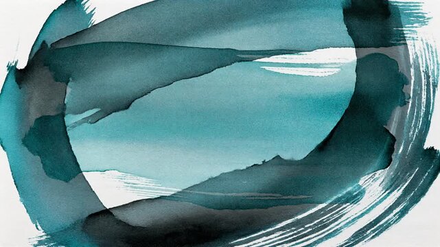 Extreme Close-Up Watercolor Wash Texture Heavy Pigment Pooling and Granulation Blooming on White Paper Background Video