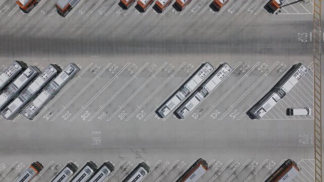 City Bus Depot Chatsworth Los Angeles California Drone Aerial View
