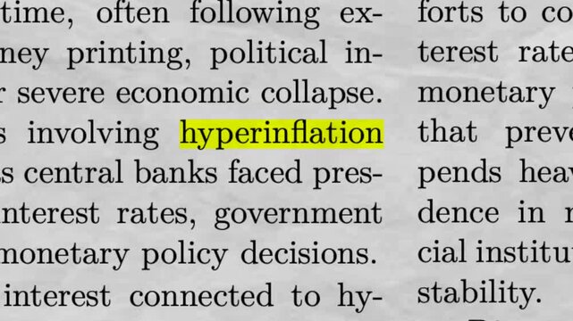 Hyperinflation Highlighted in Newspaper Article Currency Collapse and Economic Crisis Concept