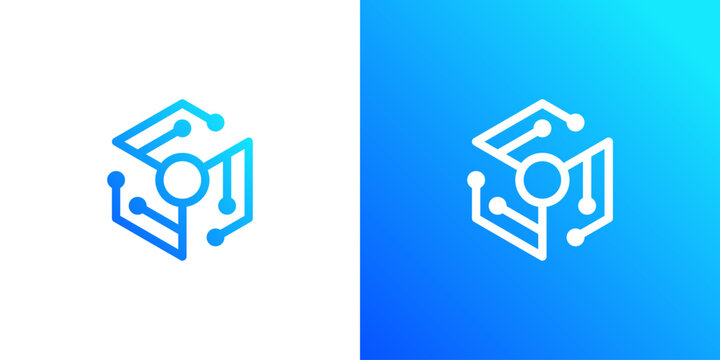 A creative Modern Hexagon tech logo designs concept vector, Hexagon Technology logo symbol icon