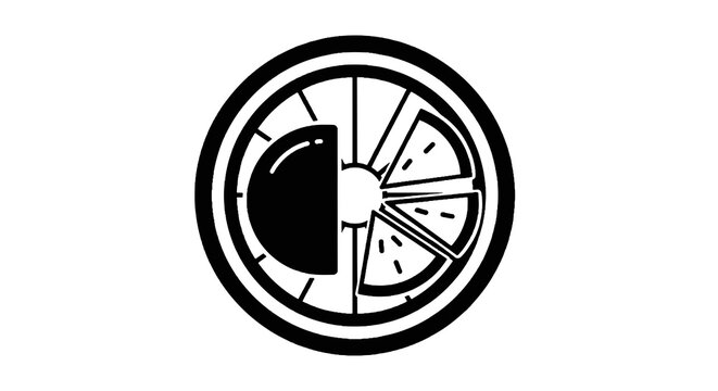 Black and white pizza pie chart.