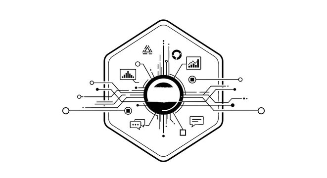 Black and white circuit board design.