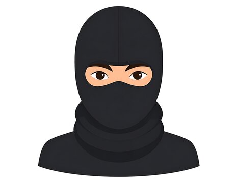 Person Wearing Black Ski Mask Illustration.
