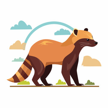 Cute Cartoon Civet Cat Illustration